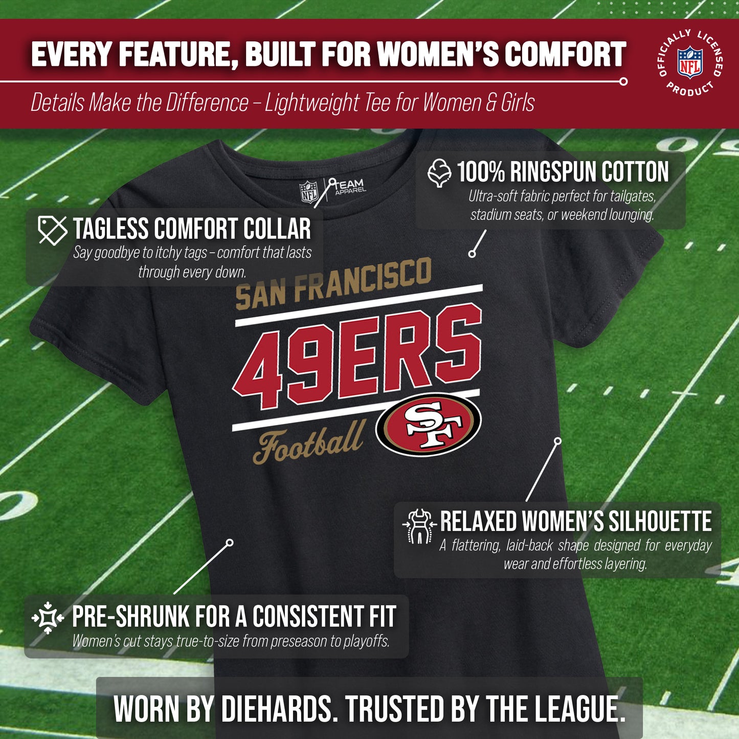 San Francisco 49ers NFL Gameday Women's Relaxed Fit T-shirt - Black