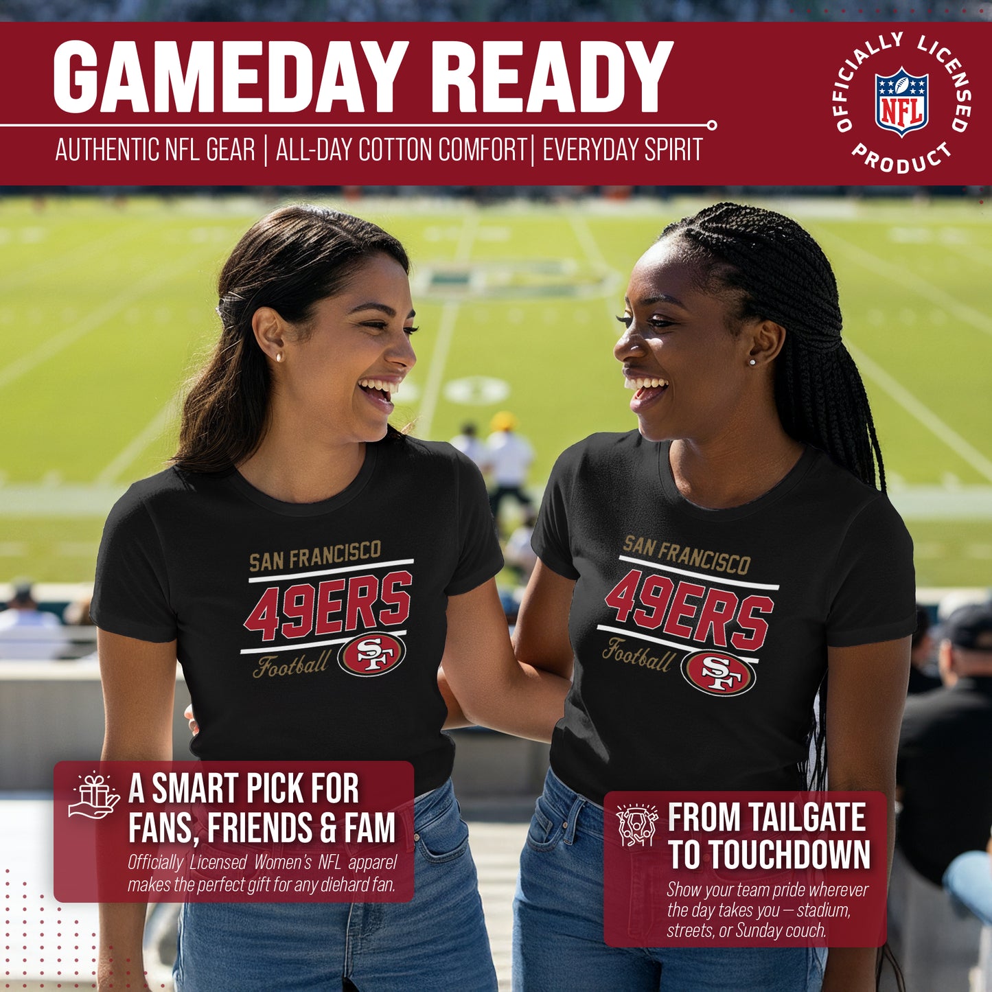 San Francisco 49ers NFL Gameday Women's Relaxed Fit T-shirt - Black
