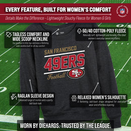 San Francisco 49ers NFL Womens Gameday French Terry Slouchy Top- Raglan Sleeves - Charcoal