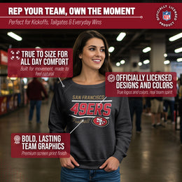San Francisco 49ers NFL Womens Gameday French Terry Slouchy Top- Raglan Sleeves - Charcoal