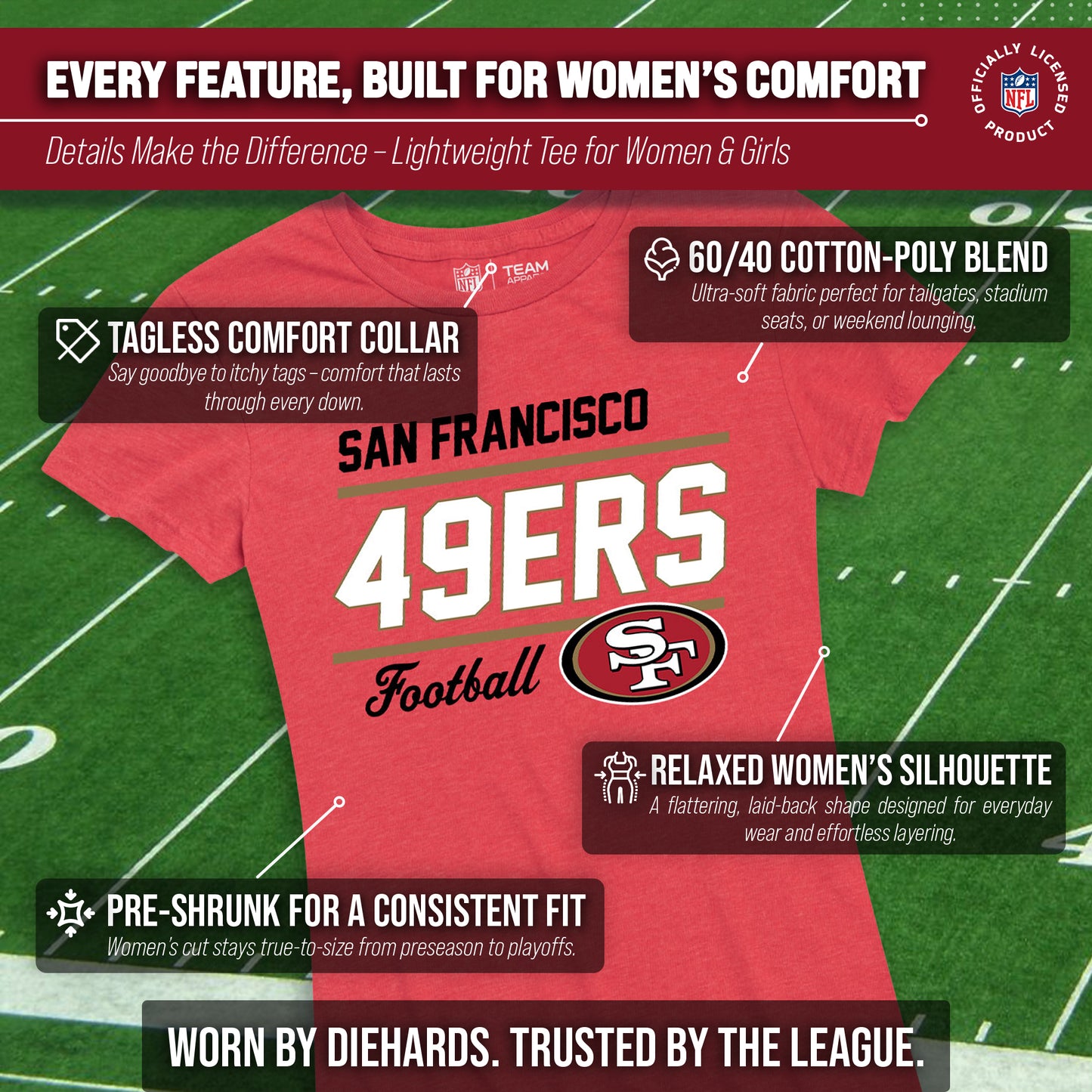 San Francisco 49ers NFL Gameday Women's Relaxed Fit T-shirt - Red