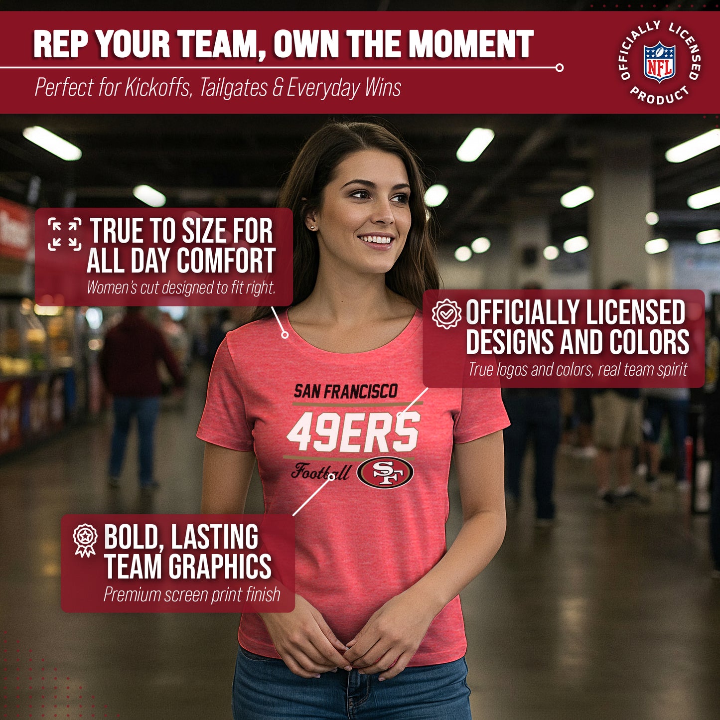 San Francisco 49ers NFL Gameday Women's Relaxed Fit T-shirt - Red