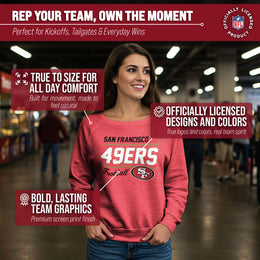San Francisco 49ers NFL Womens Gameday French Terry Slouchy Top- Raglan Sleeves - Red