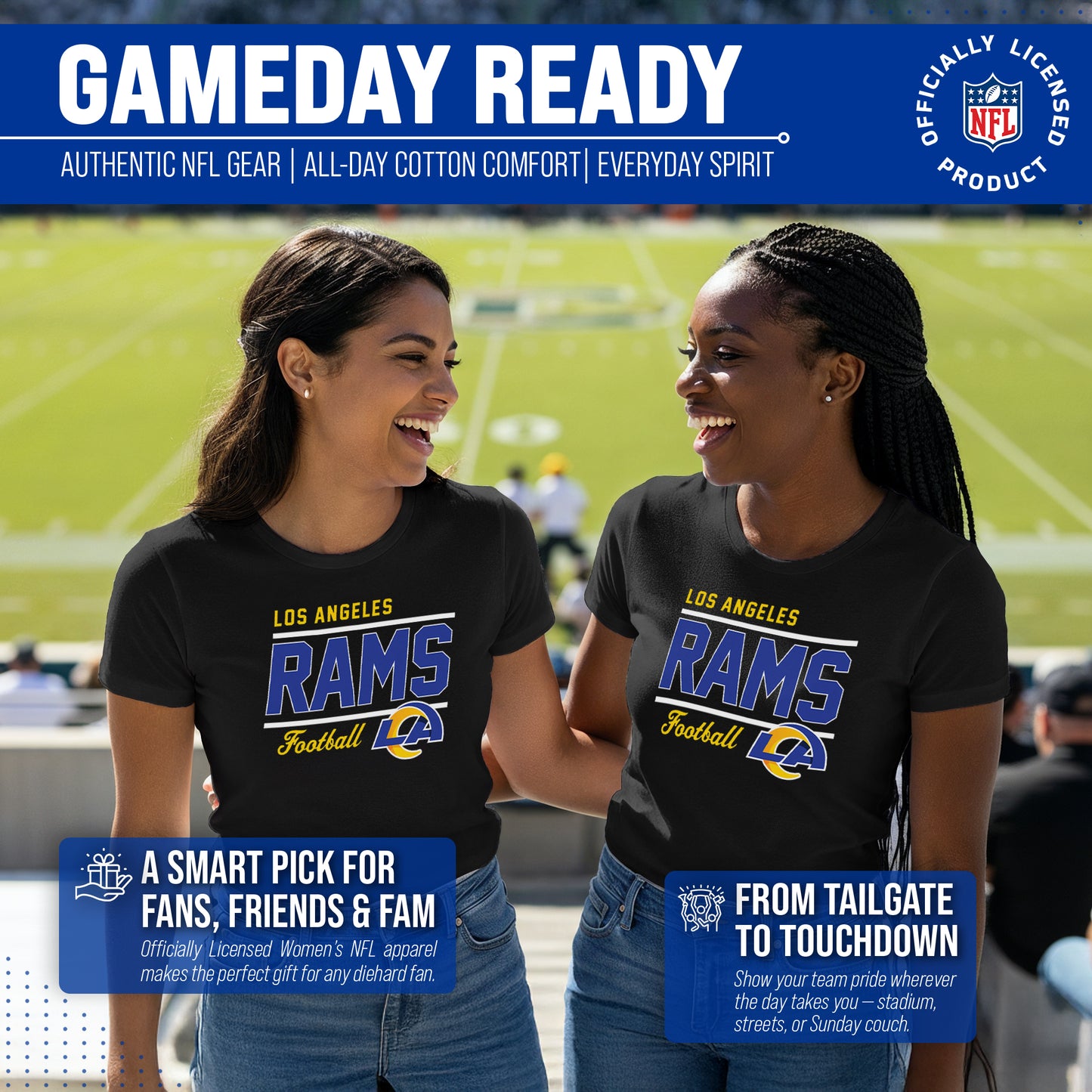 Los Angeles Rams NFL Gameday Women's Relaxed Fit T-shirt - Black