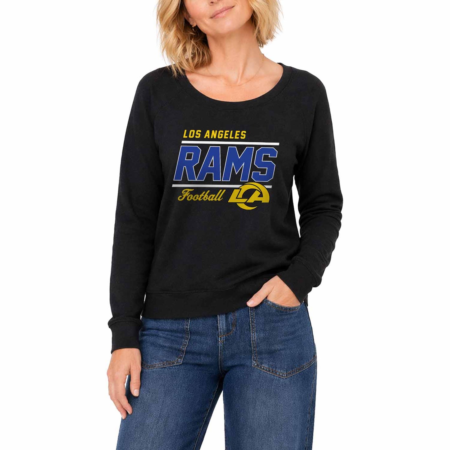 Los Angeles Rams Women's Gameday Crewneck Sweatshirt Long Sleeve - Black