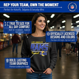 Los Angeles Rams NFL Womens Gameday French Terry Slouchy Top- Raglan Sleeves - Black