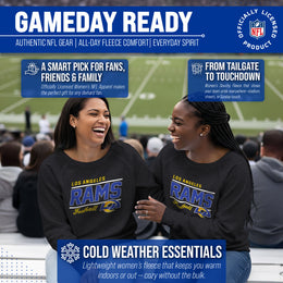 Los Angeles Rams NFL Womens Gameday French Terry Slouchy Top- Raglan Sleeves - Charcoal