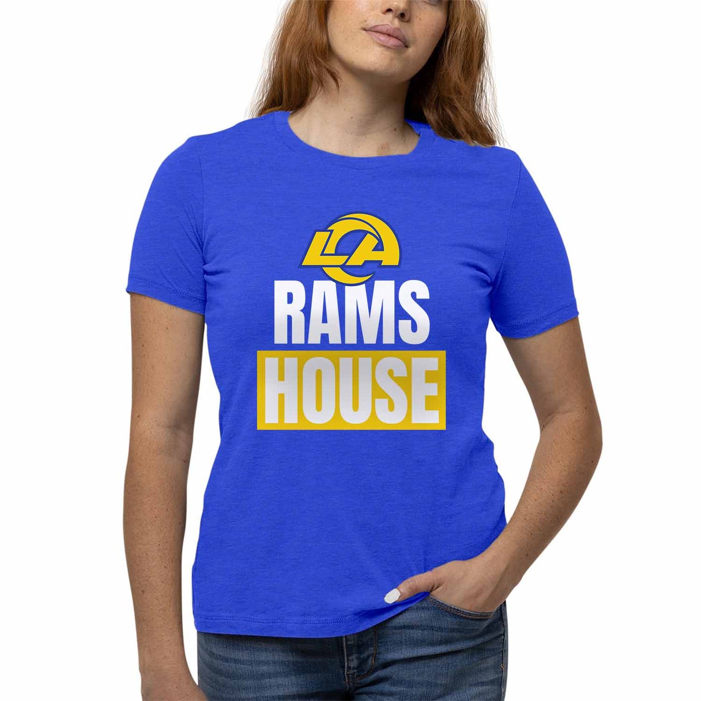 Los Angeles Rams NFL Womens Team Slogan Short Sleeve Tshirt - Royal