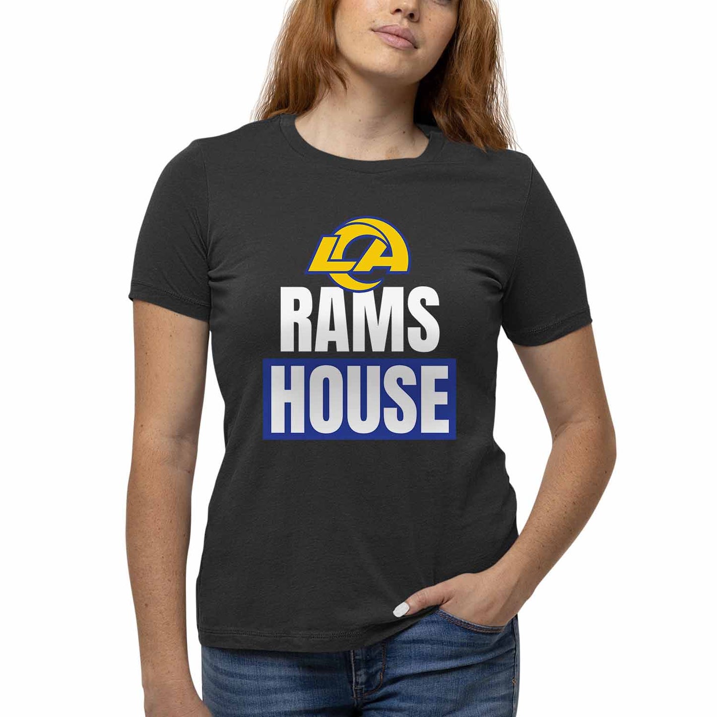 Los Angeles Rams NFL Womens Team Slogan Short Sleeve Tshirt - Black