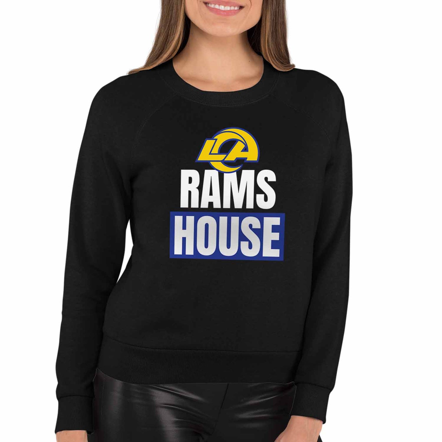 Los Angeles Rams NFL Womens Plus Size Team Slogan Crew Neck - Black