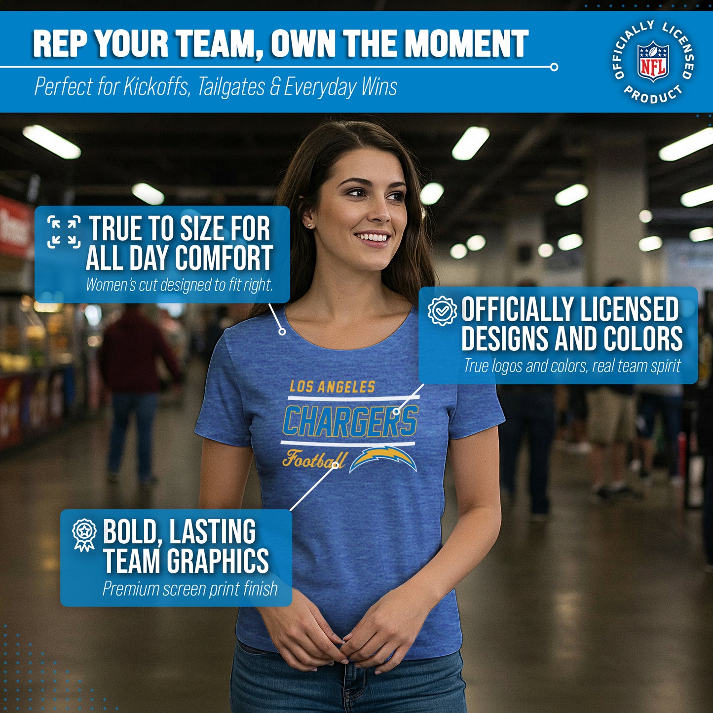 Los Angeles Chargers NFL Gameday Women's Relaxed Fit T-shirt - Royal
