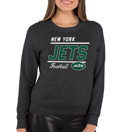 New York Jets NFL Womens Gameday French Terry Slouchy Top- Raglan Sleeves - Charcoal