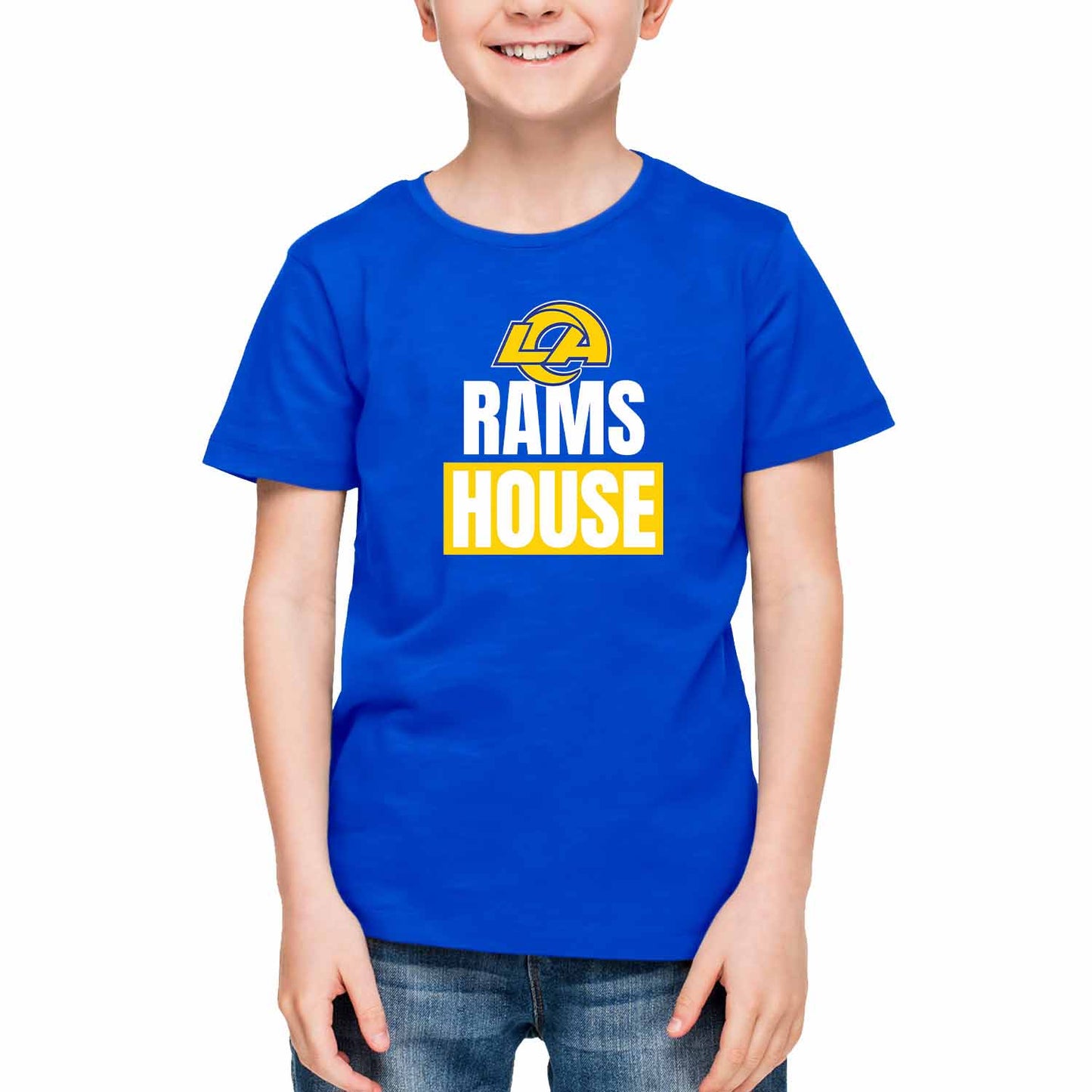 Los Angeles Rams NFL Youth Team Slogan Short Sleeve Lightweight T Shirt - Royal