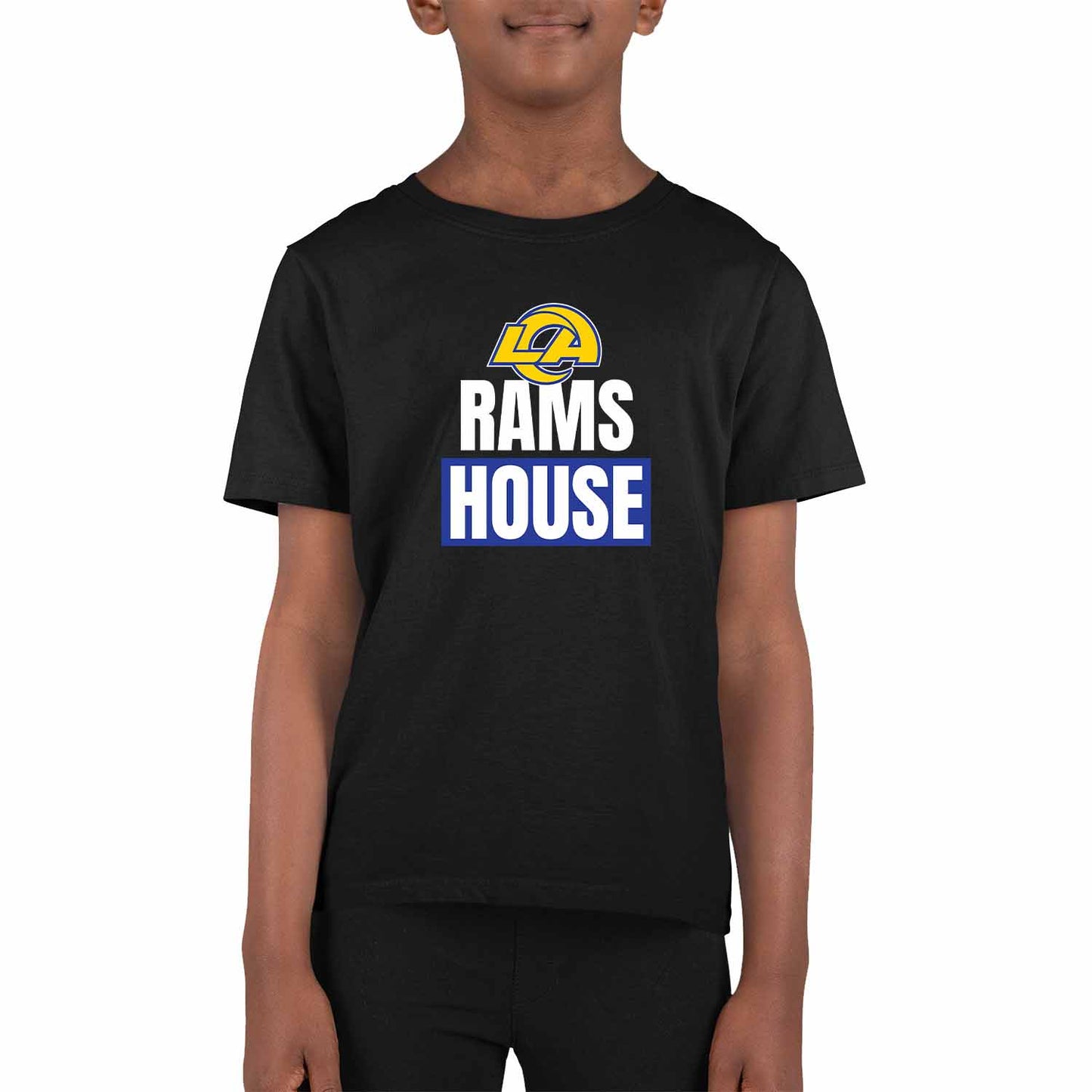 Los Angeles Rams NFL Youth Team Slogan Short Sleeve Lightweight T Shirt - Black