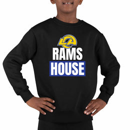 Los Angeles Rams NFL Youth Team Slogan crewneck Sweatshirt - Black
