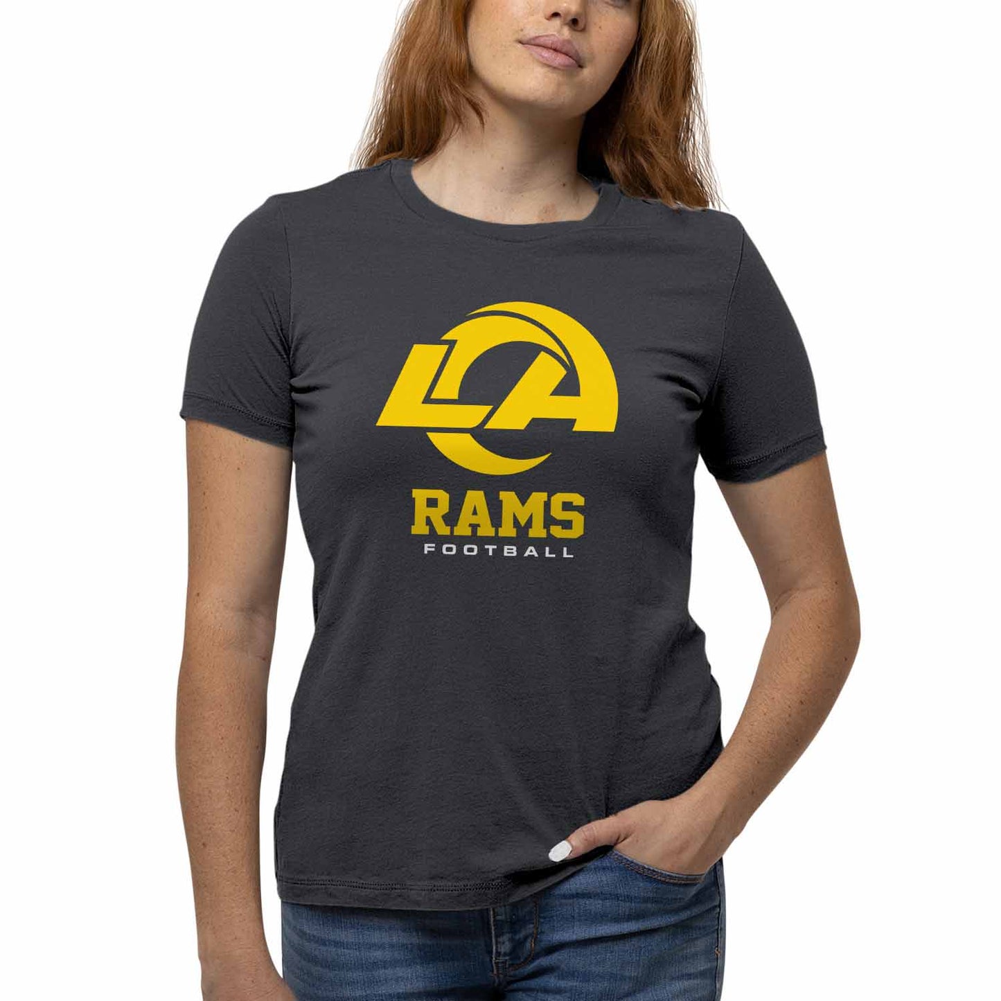 Los Angeles Rams  Women's NFL Big Logo T-Shirt Officially Licensed - Charcoal