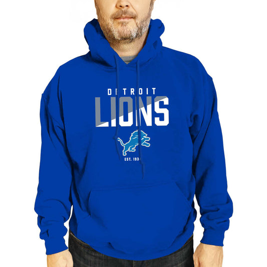 Detroit Lions Adult NFL Diagonal Fade Fleece Hooded Sweatshirt - Royal