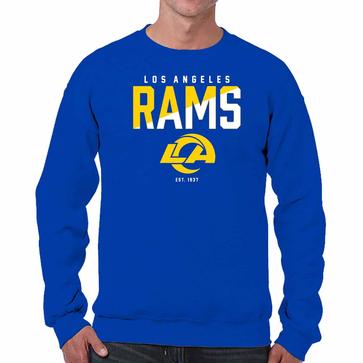 Los Angeles Rams NFL Color Block Fleece Crewneck - Royal