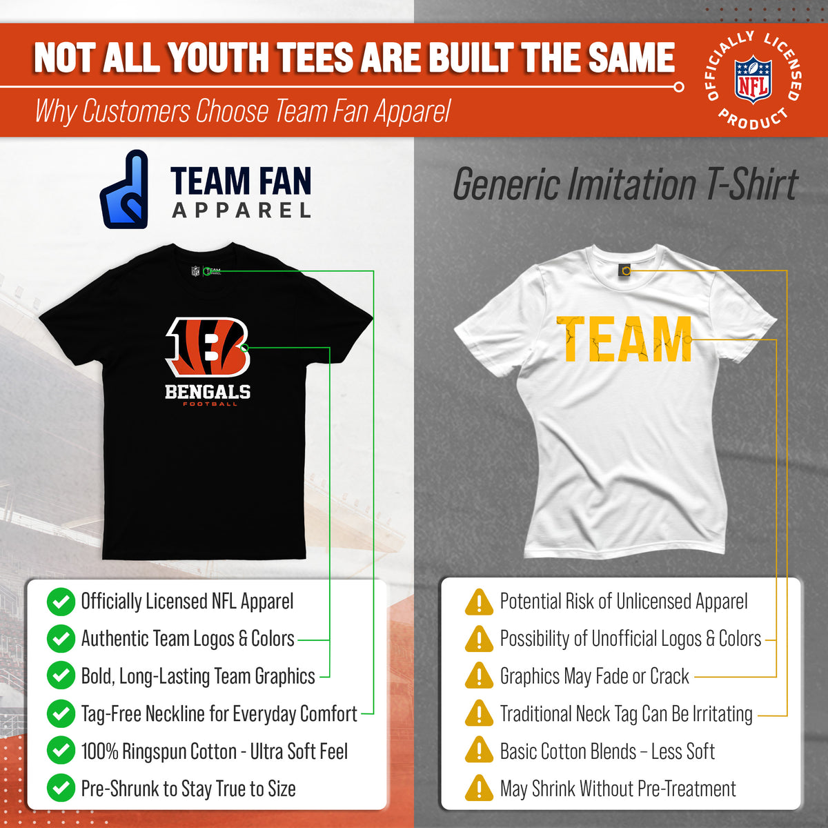 Cincinnati Bengals Youth NFL Large Logo Short Sleeve T-Shirt - Black