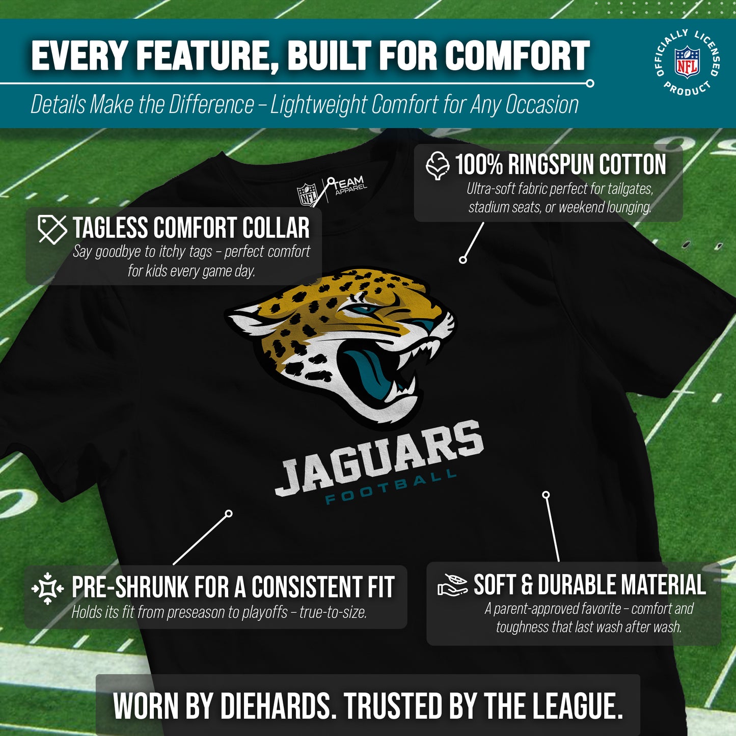 Jacksonville Jaguars Youth NFL Large Logo Short Sleeve T-Shirt