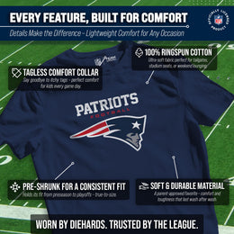 New England Patriots Youth NFL Large Logo Short Sleeve T-Shirt - Navy