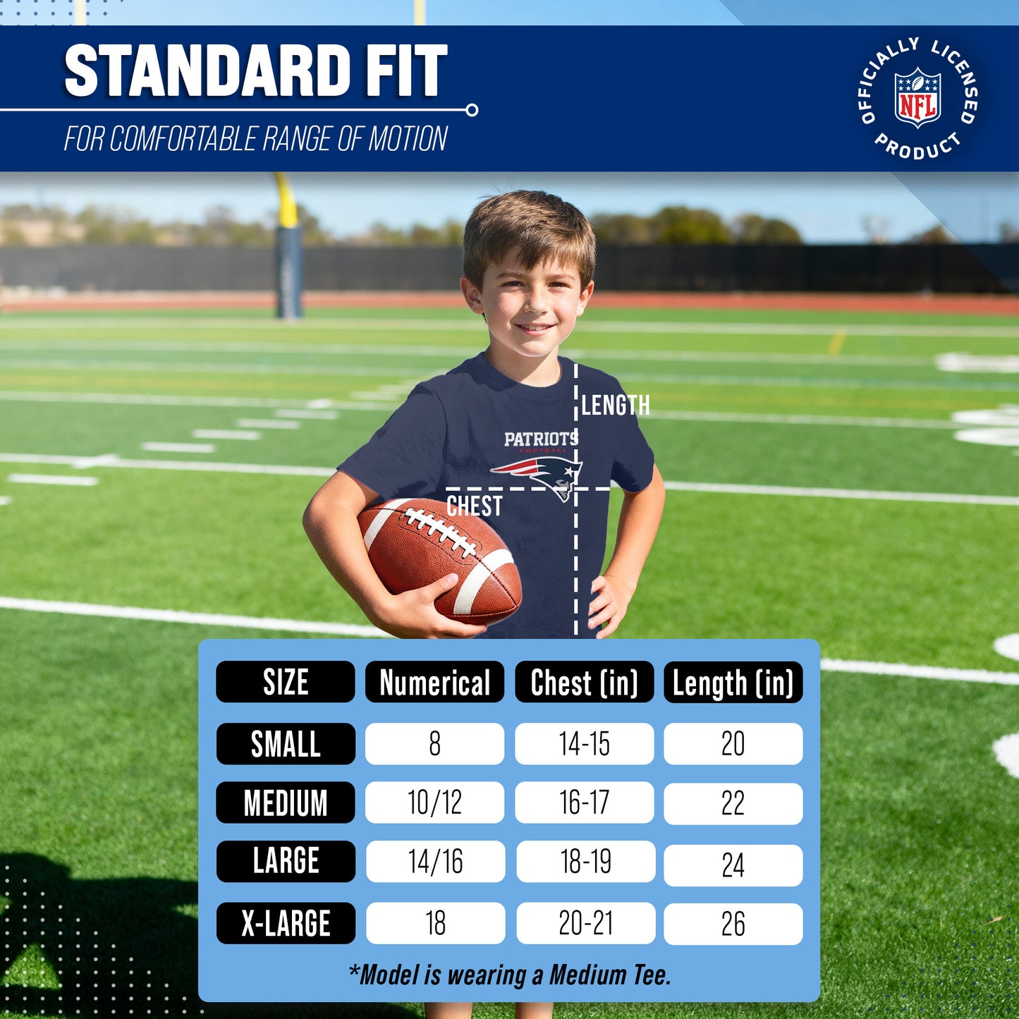 New England Patriots Youth NFL Large Logo Short Sleeve T-Shirt - Navy