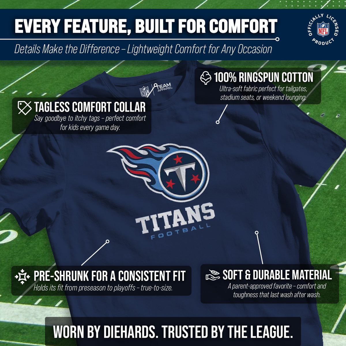 Tennessee Titans Youth NFL Large Logo Short Sleeve T-Shirt - Navy