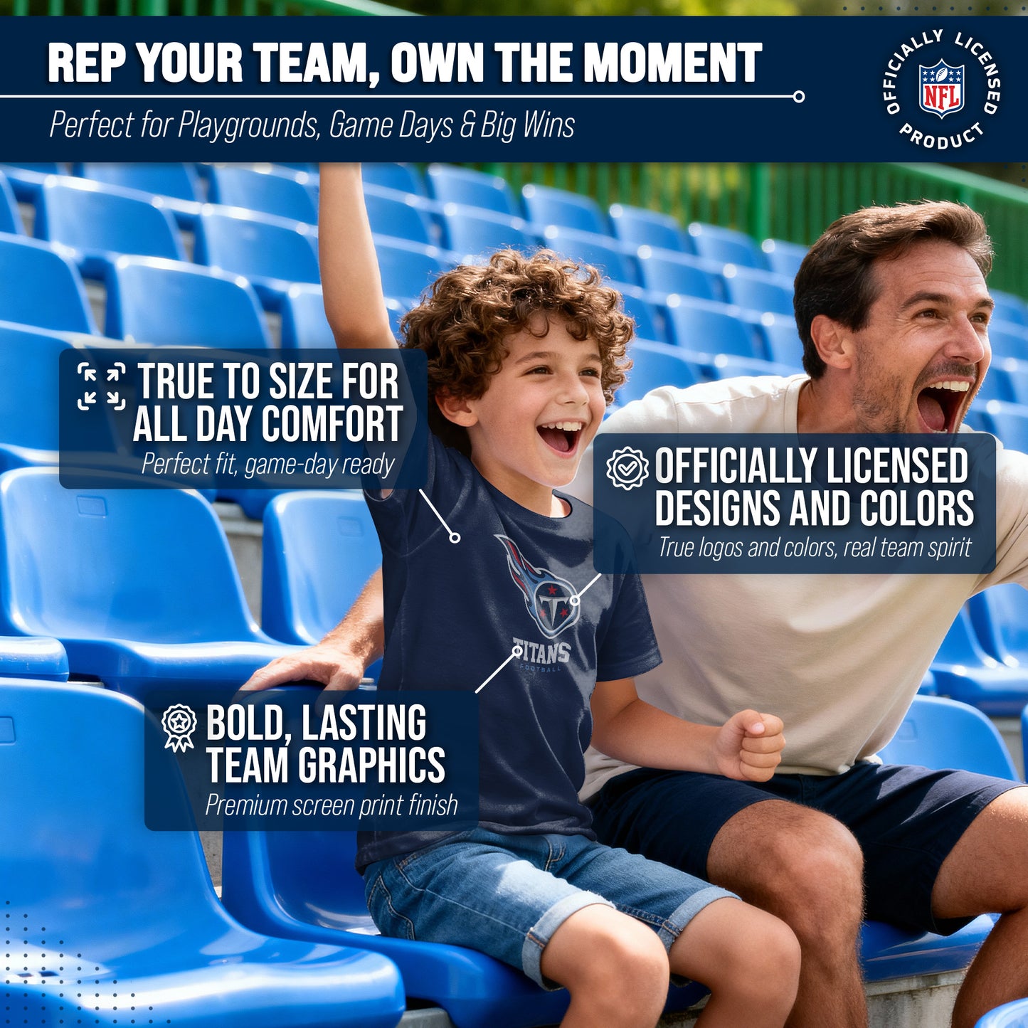 Tennessee Titans Youth NFL Ultimate Fan Logo Short Sleeve T-Shirt - Navy