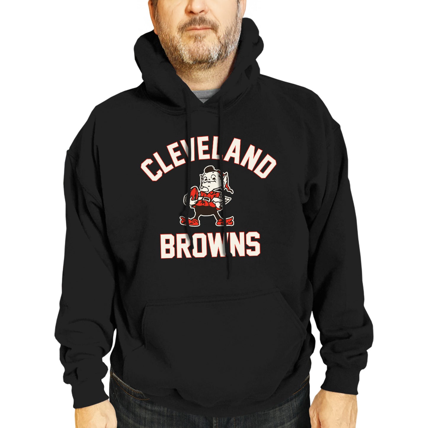 Cleveland Browns NFL Adult Unisex Retro Gameday Ultra Soft Fleece Hooded Sweatshirt - Black
