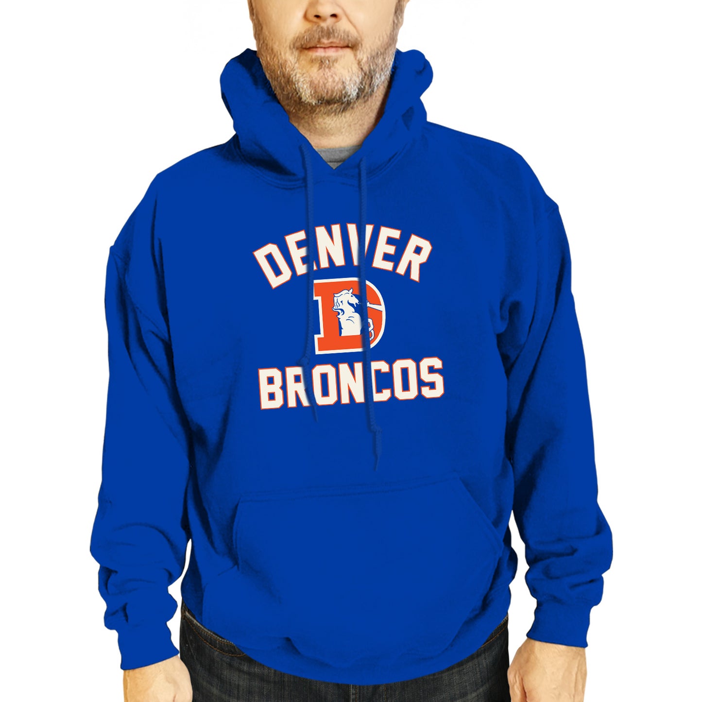 Denver Broncos NFL Adult Unisex Retro Gameday Ultra Soft Fleece Hooded Sweatshirt - Royal
