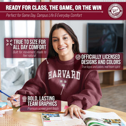 Harvard Crimson Campus Colors Adult Arch & Logo Soft Style Gameday Crewneck Sweatshirt  - Maroon