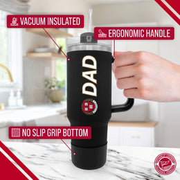 Harvard Crimson Collegiate 40oz Stainless Steel Travel Tumbler with Handle for Dad - Black