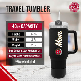Harvard Crimson Collegiate 40oz Stainless Steel Travel Tumbler with Handle for Mom - Black
