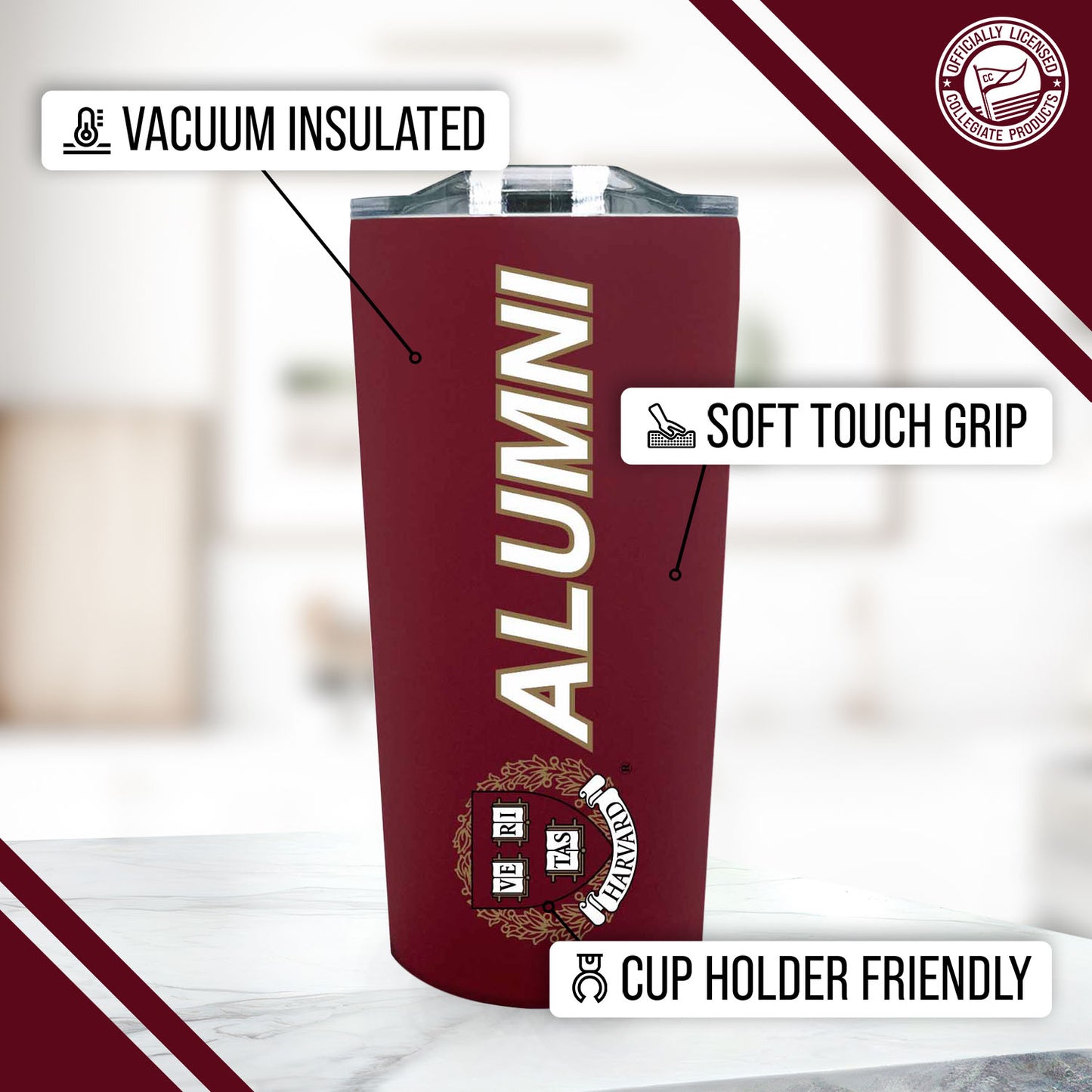 Harvard Crimson Collegiate Stainless Steel Travel Tumbler for Alumni - Crimson