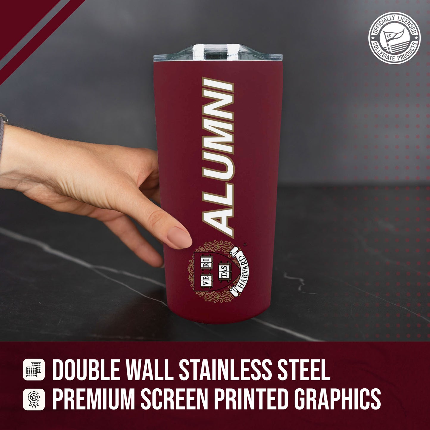 Harvard Crimson Collegiate Stainless Steel Travel Tumbler for Alumni - Crimson