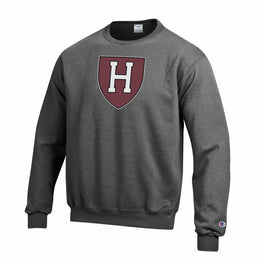 Harvard Crimson Adult Mascot Fleece Crewneck - Charcoal