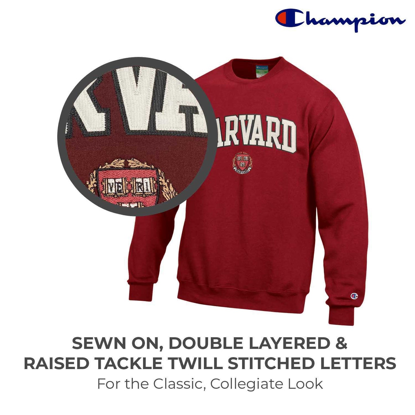 Harvard Crimson Adult Tackle Twill Crewneck - Maroon