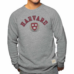 Harvard Crimson College Gray University Seal Crewneck Sweatshirt - Gray