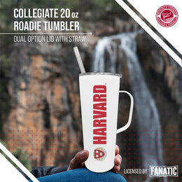 Harvard Crimson NCAA Stainless Steel 20oz Roadie With Handle & Dual Option Lid With Straw - White