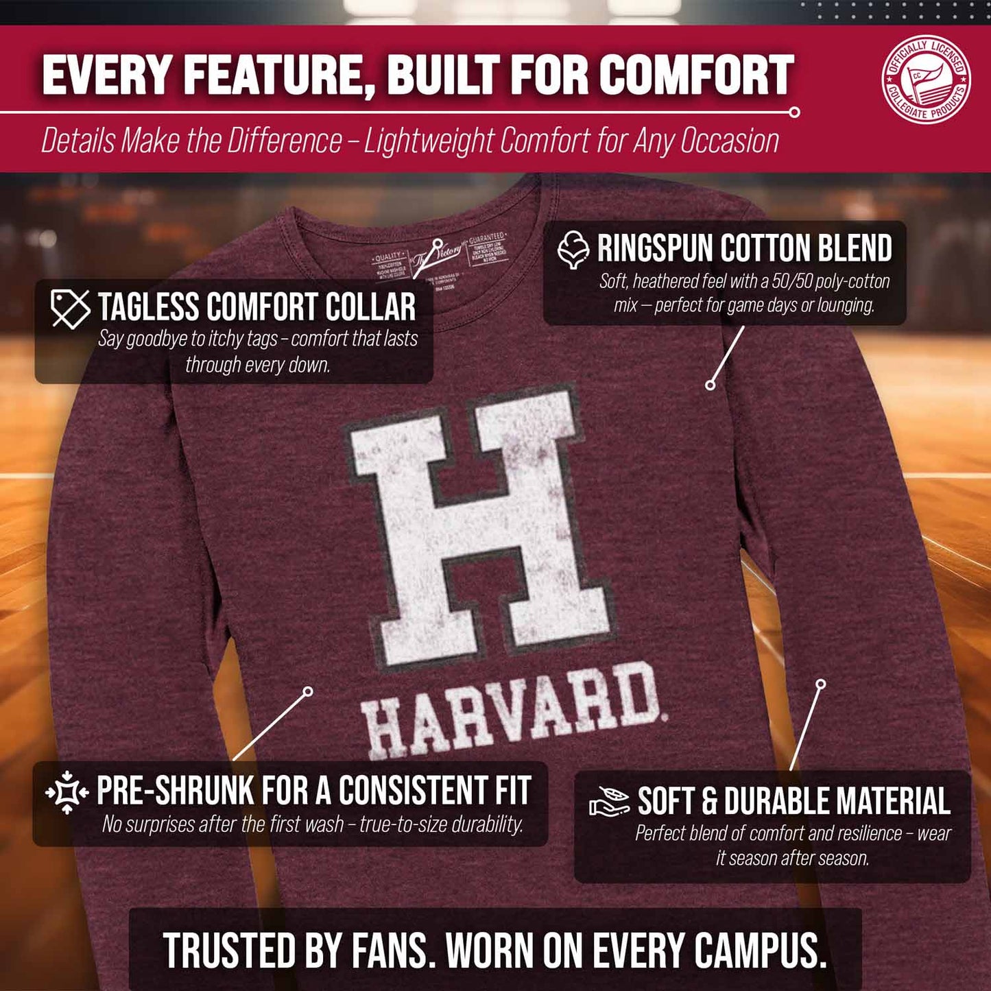 Harvard Crimson NCAA MVP Adult Long-Sleeve Shirt - Crimson