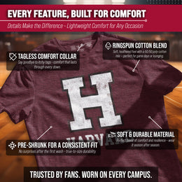 Harvard Crimson Adult MVP Heathered Cotton Blend T-Shirt - Maroon