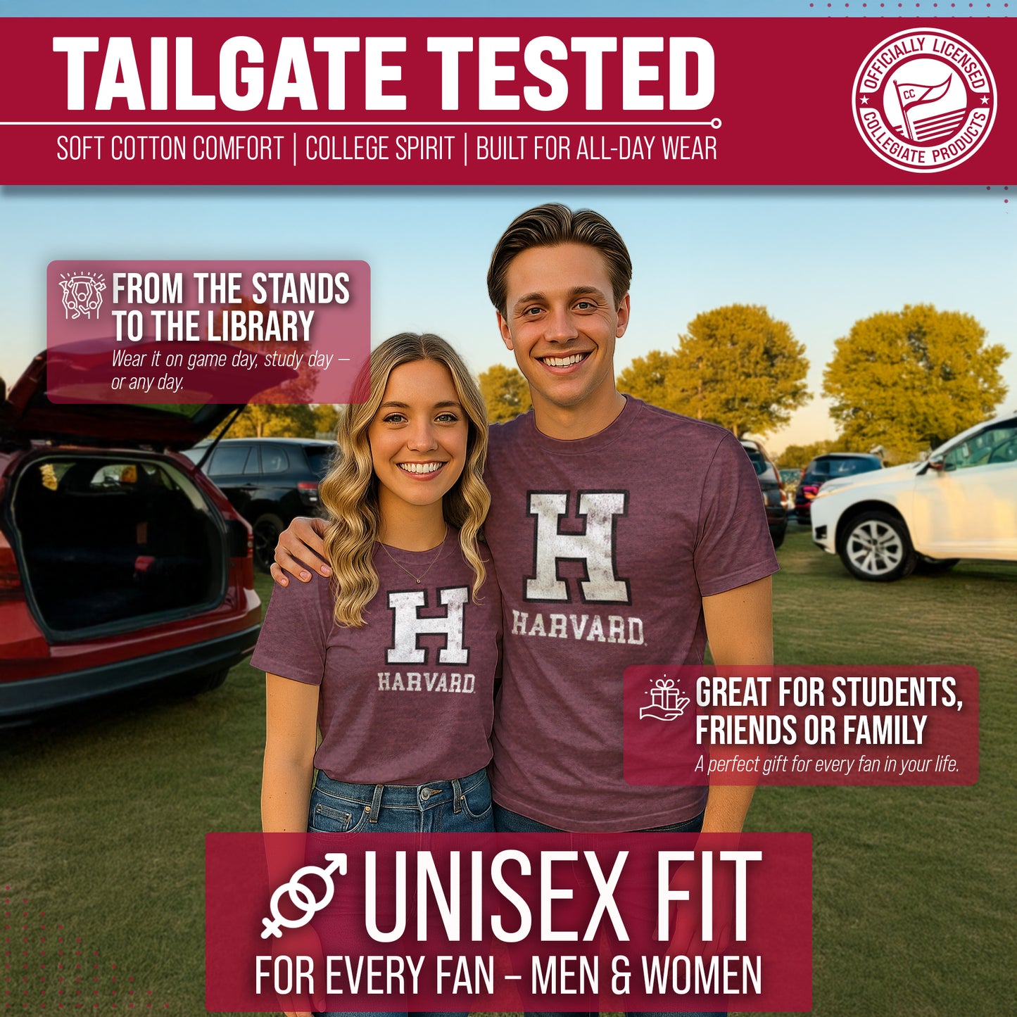 Harvard Crimson Adult MVP Heathered Cotton Blend T-Shirt - Maroon