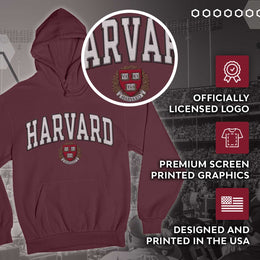 Harvard Crimson NCAA Adult Tackle Twill Hooded Sweatshirt - Maroon