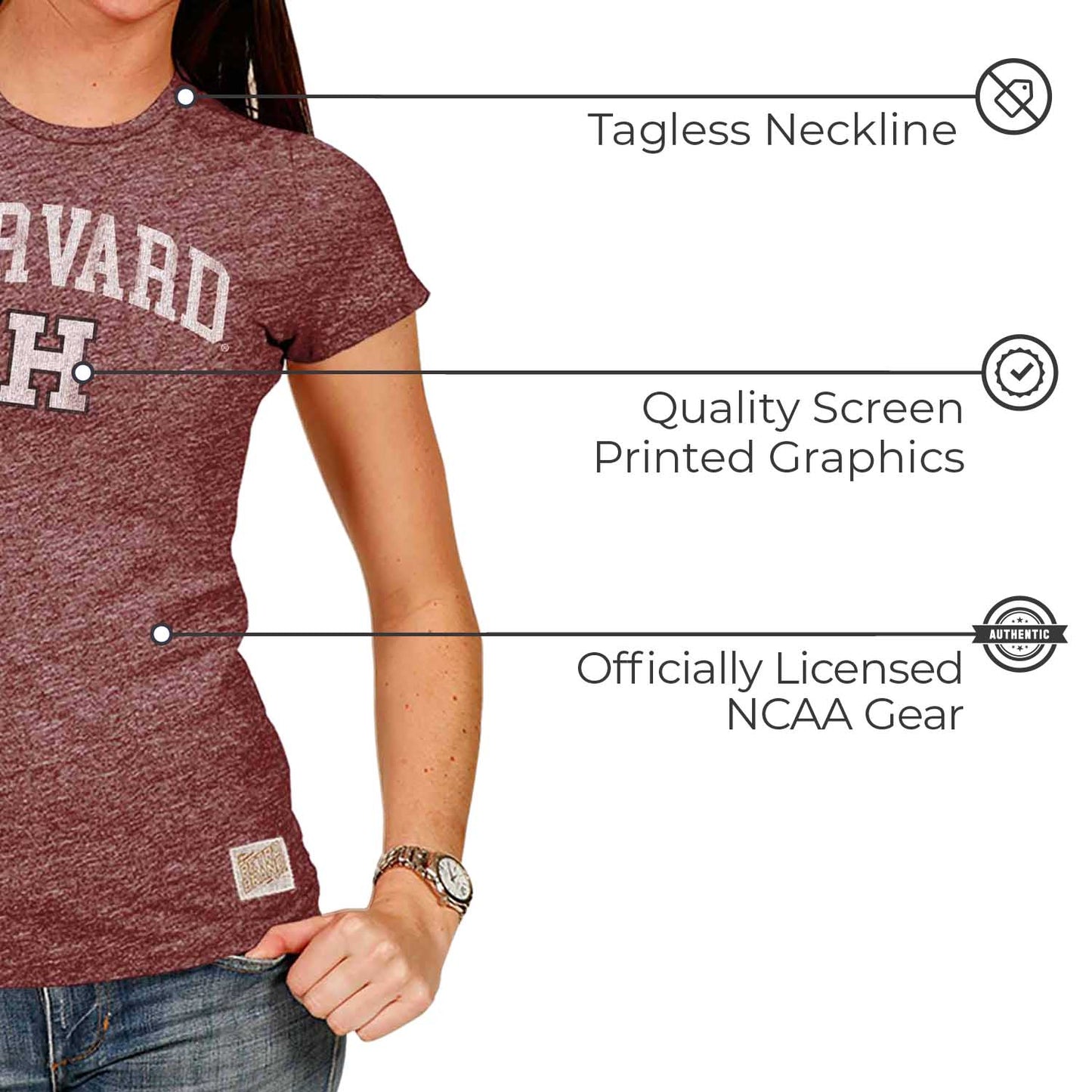 Harvard Crimson University Women's T-Shirt  - Maroon