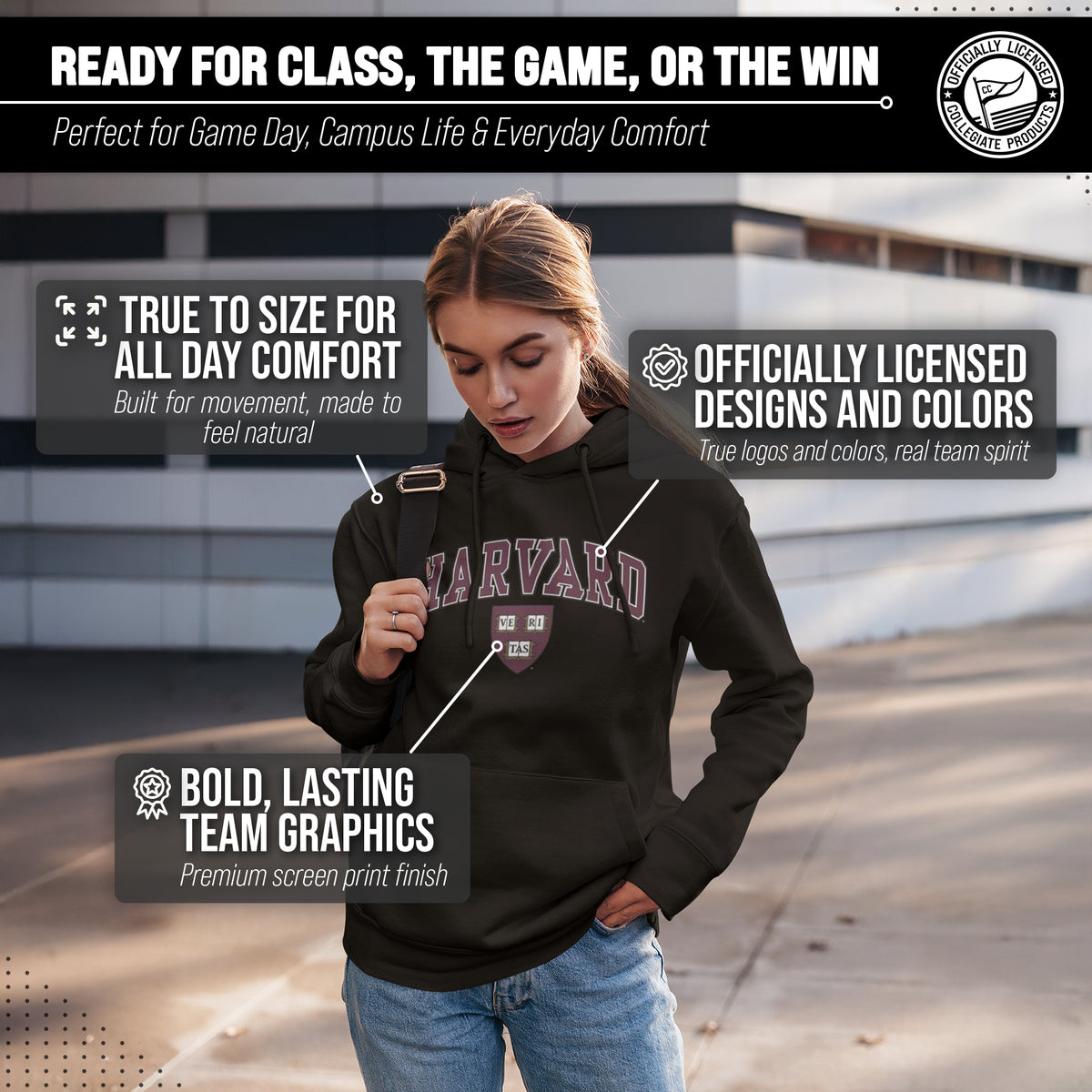 HARV Arch & Logo Gameday Hoodie - Black