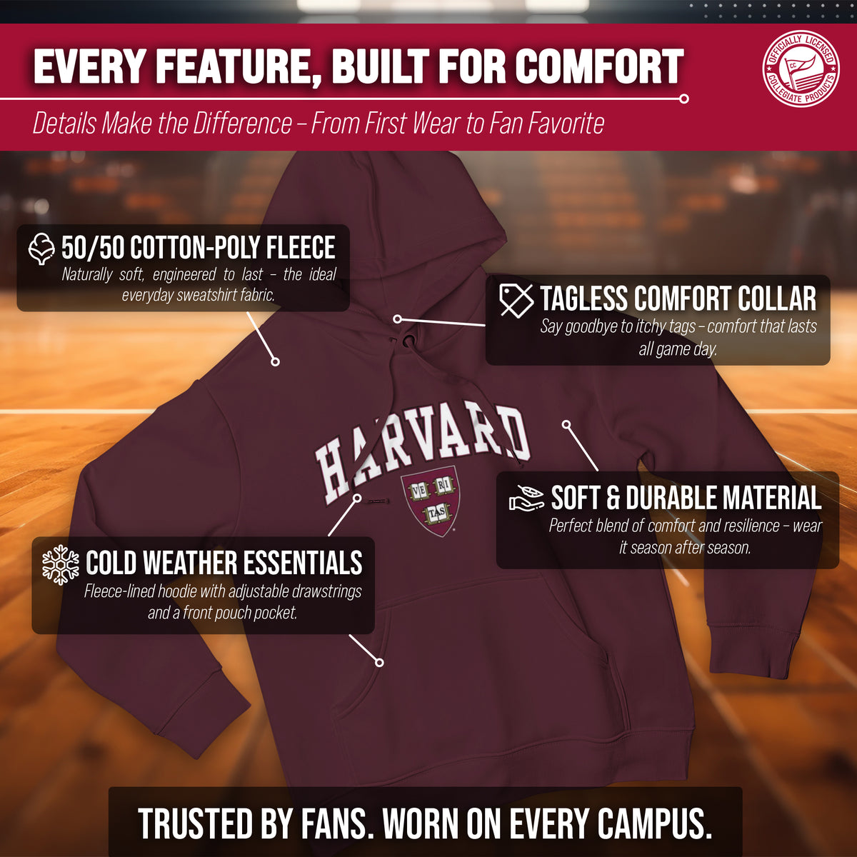 HARV Arch & Logo Gameday Hoodie - Maroon