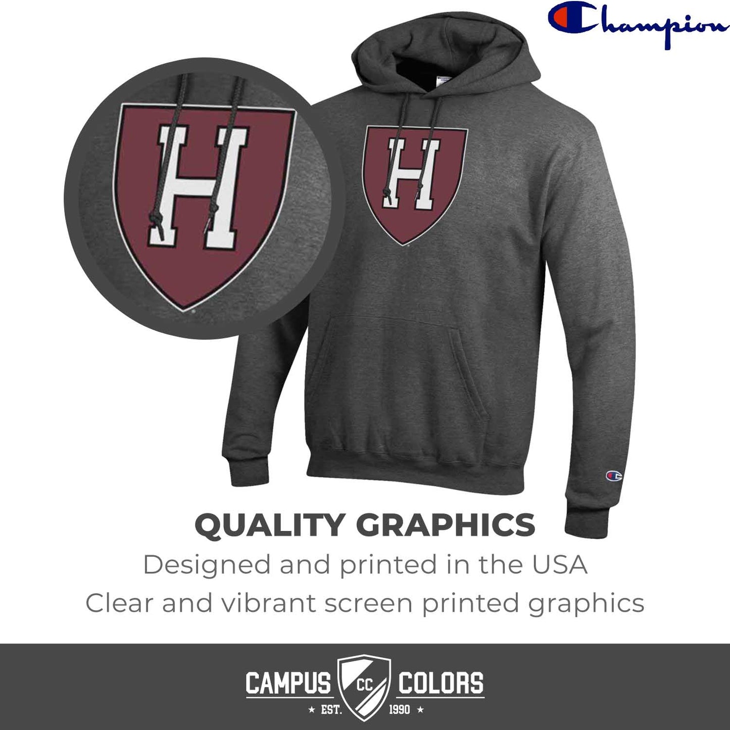 Harvard Crimson Adult Mascot Fleece Hooded Sweatshirt - Charcoal