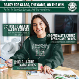 Hawaii Rainbow Warriors Adult Arch & Logo Soft Style Gameday Crewneck Sweatshirt - Green