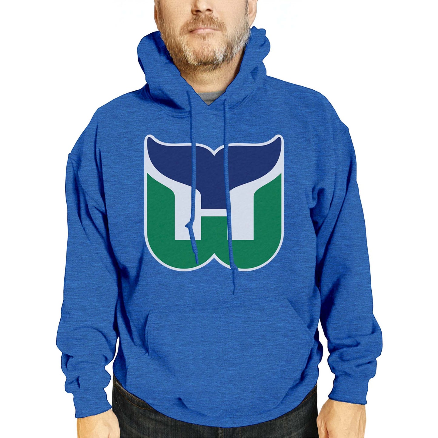 Hartford Whalers Adult NHL Retro Logo Hockey Fleece Hooded Sweatshirt - Royal Heather