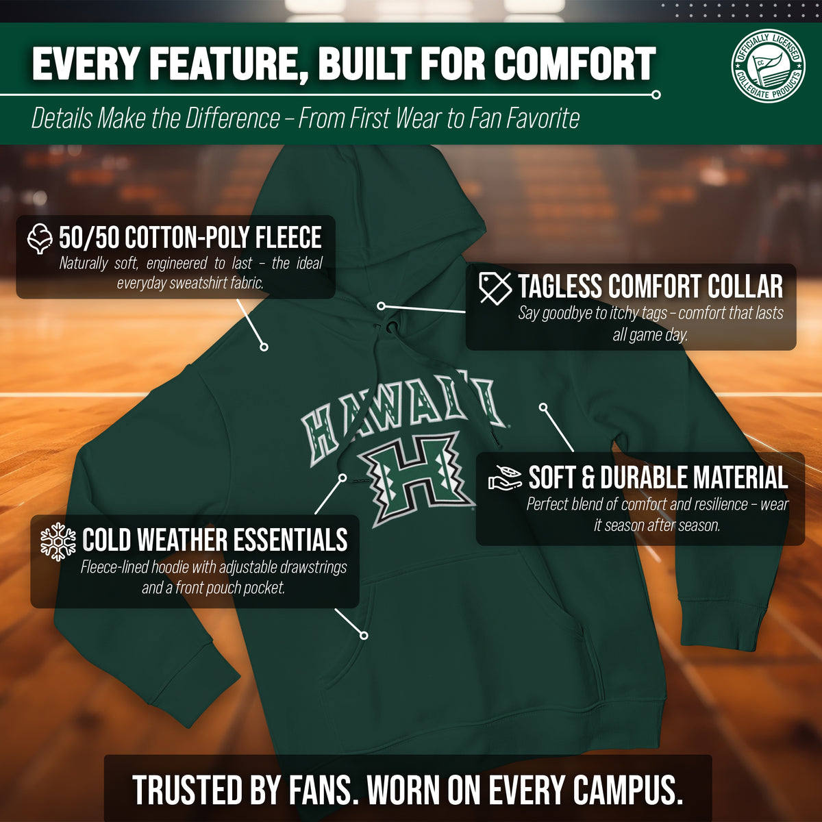 HAW Arch & Logo Gameday Hoodie - Green
